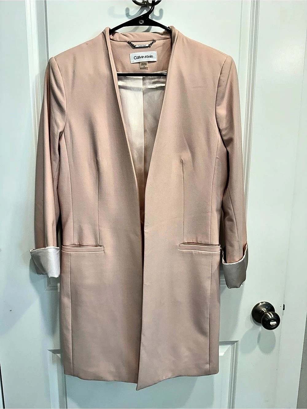 Calvin Klein Women's Longline Blazer Pink Size 6 Like New